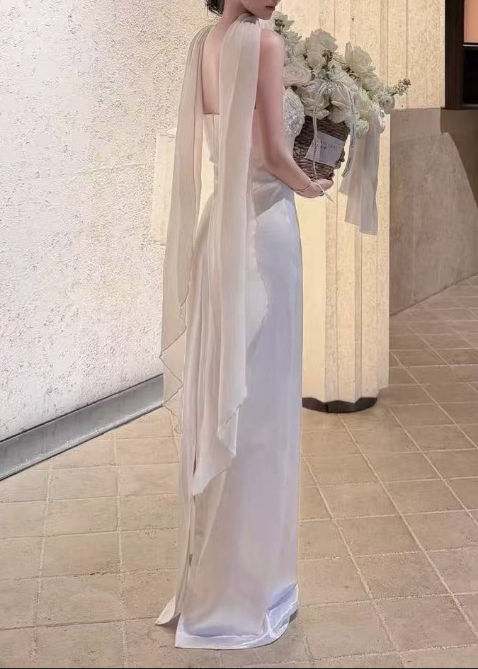 Fitri Flower Satin Scarf Maxi Dress