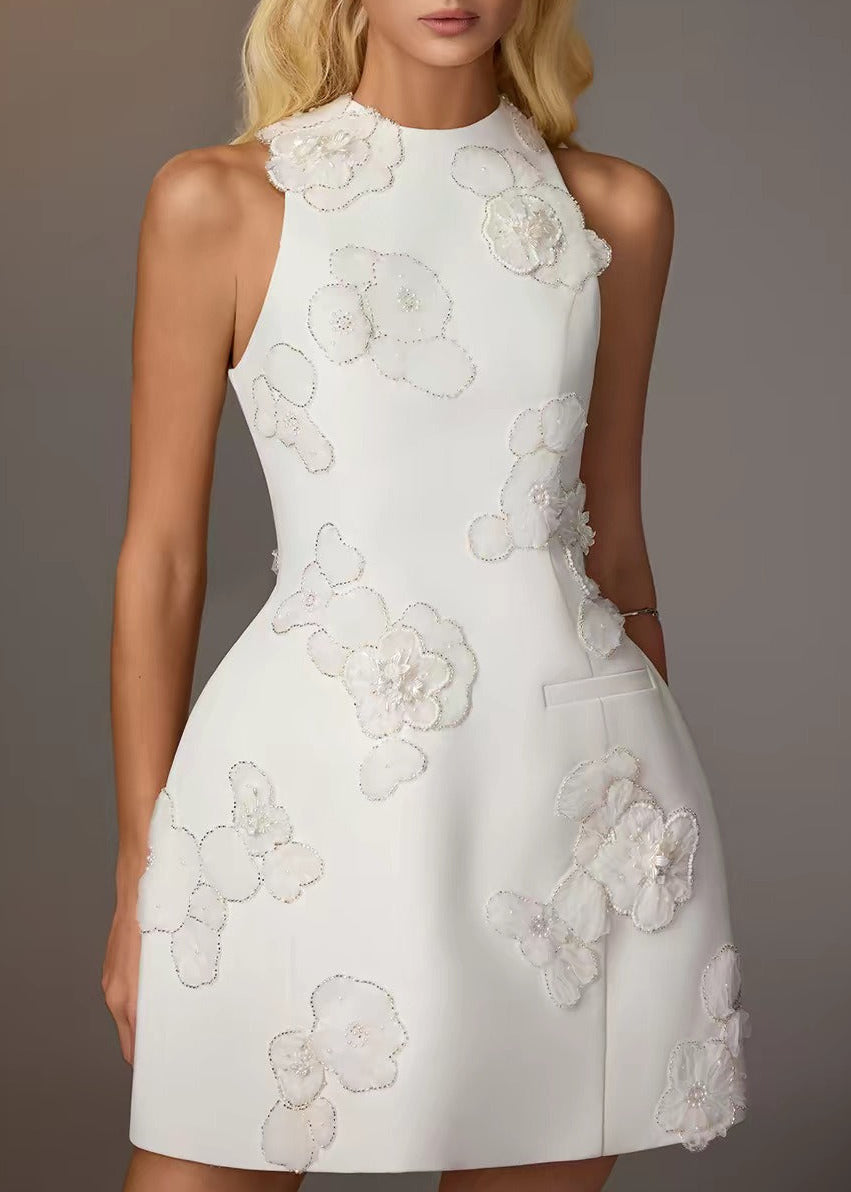 Kimi Sleeveless Pearl Floral Mini Dress
