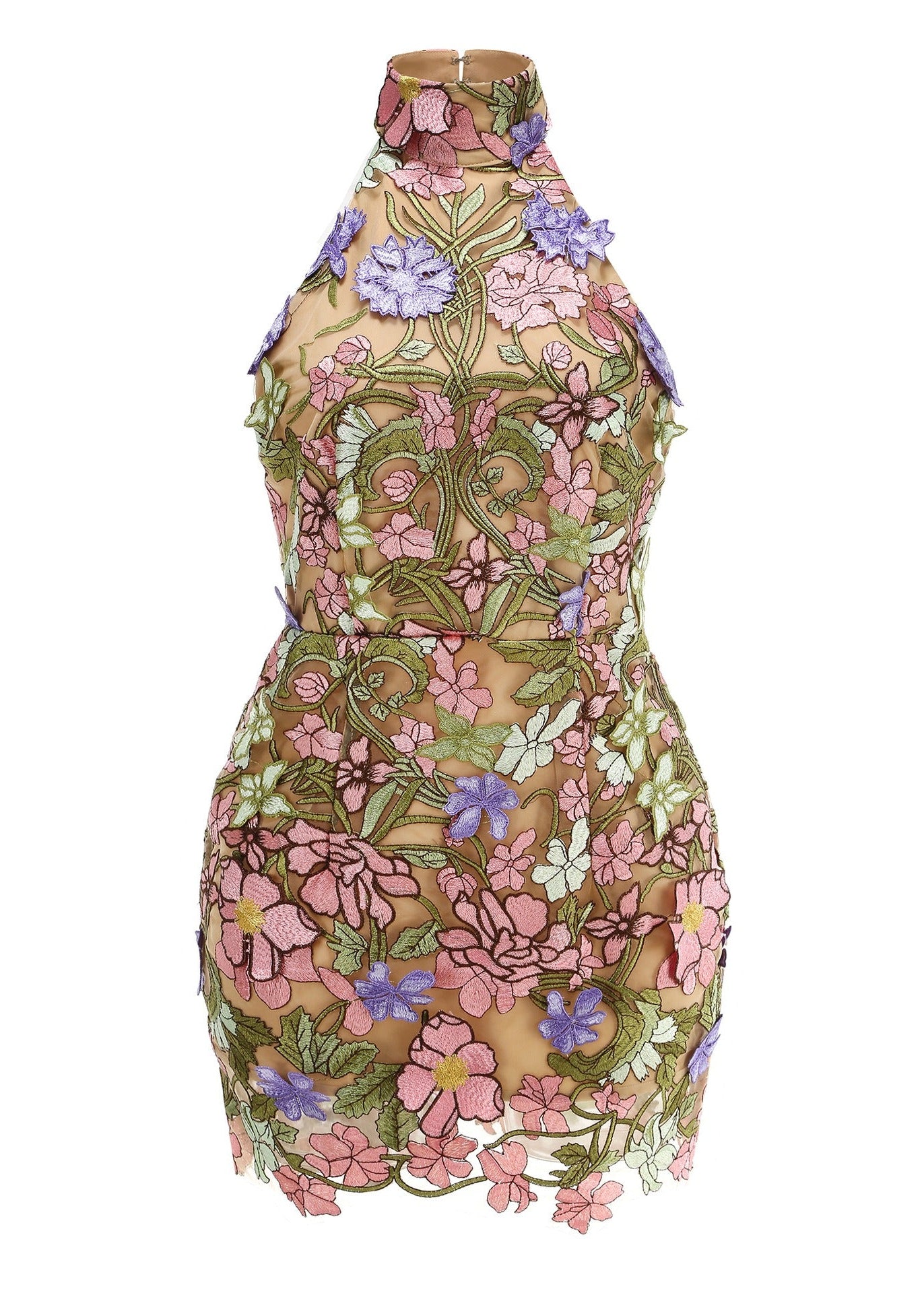 Jayanta Backless Embroidered Flower Mini Dress