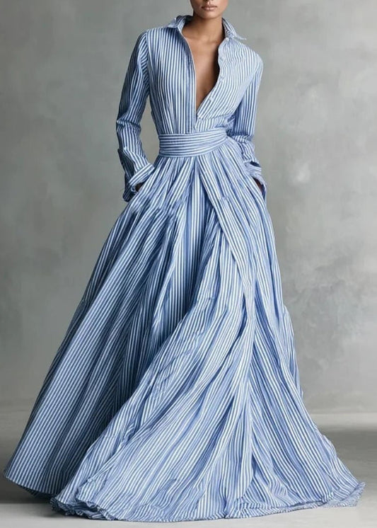 Inez Stripe Maxi Shirt Dress