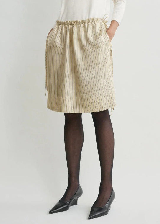 Ferdie Stripe Drawstring Mini Skirt In Baby Blue
