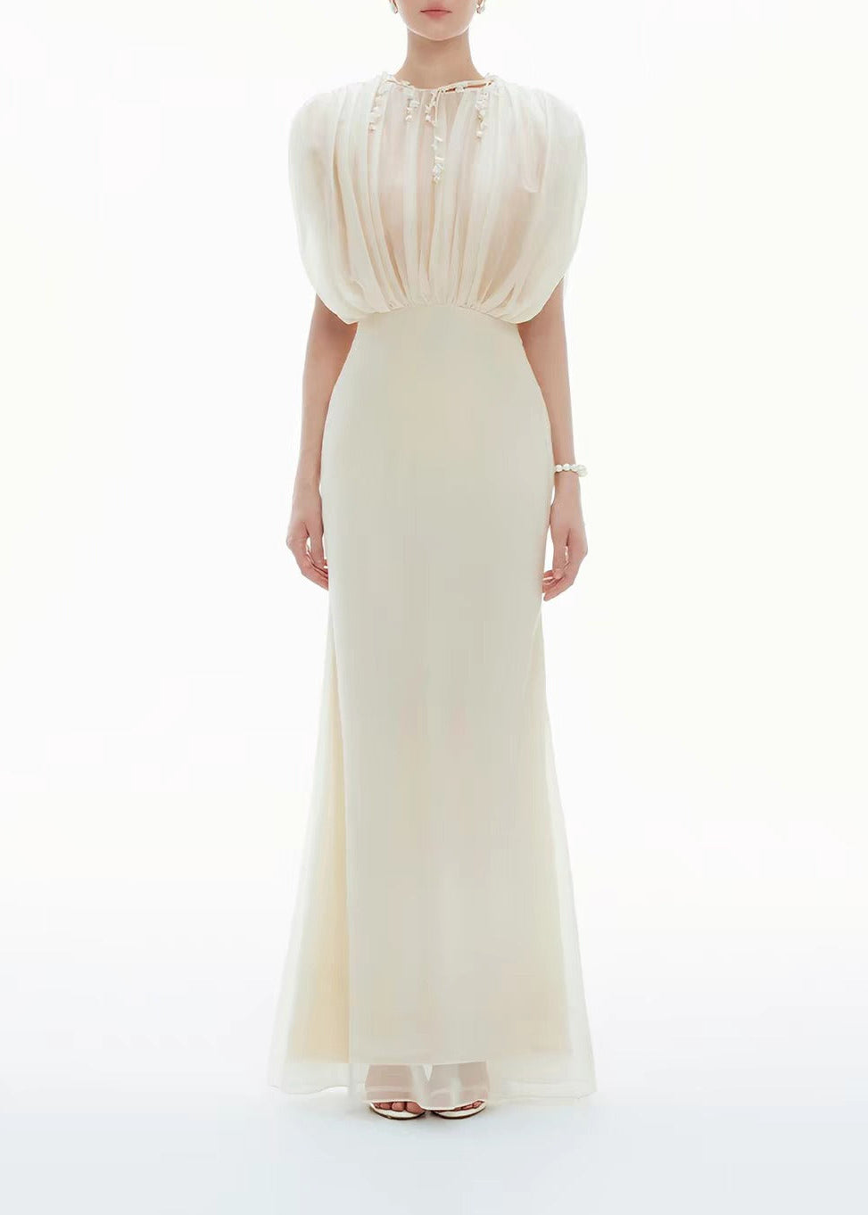 Magomet Mesh Draped Maxi Dress
