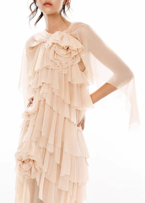 Erlingr Mesh Ruffle Maxi Dress