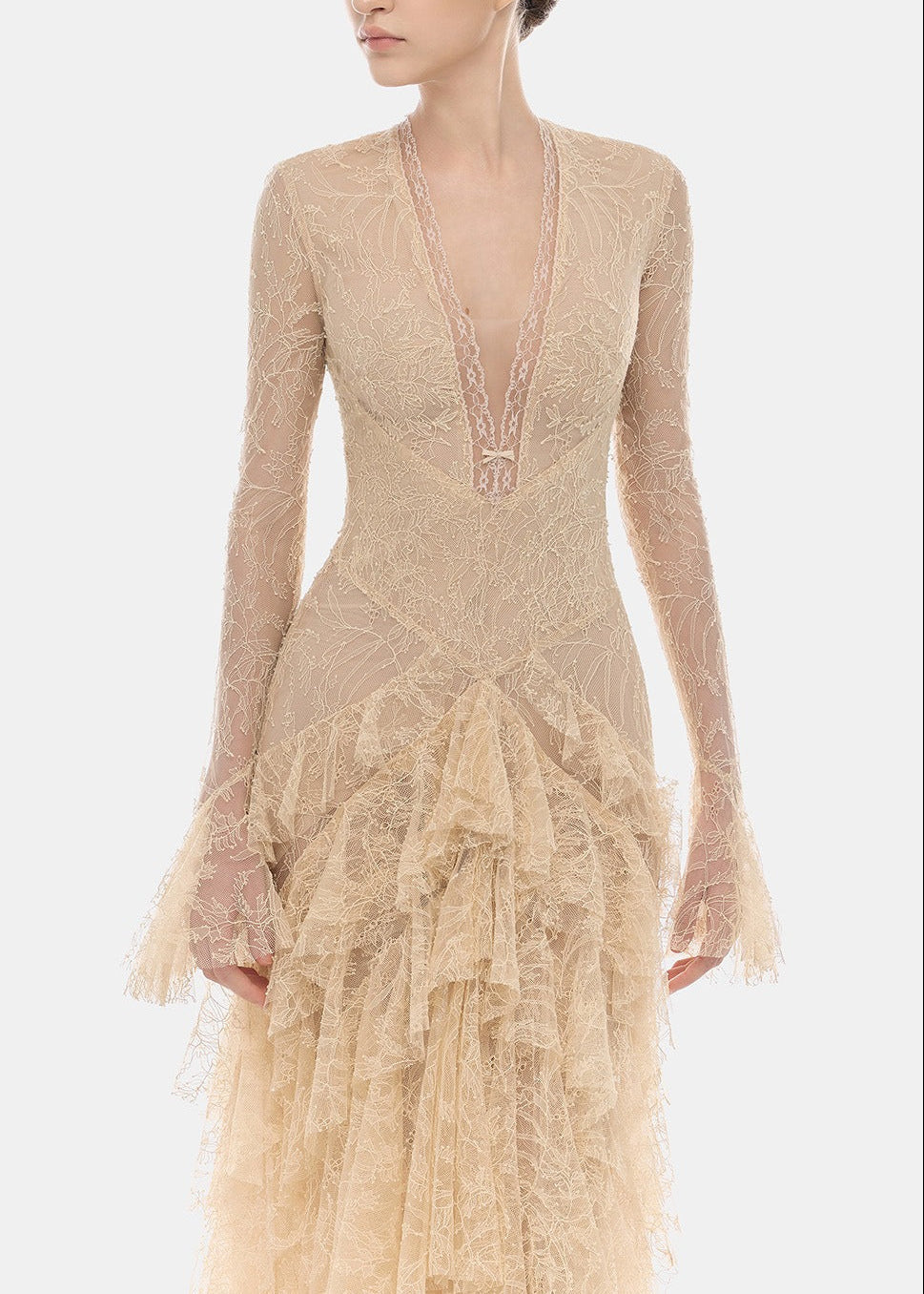 Iban Lace Ruffle Tiered Maxi Dress