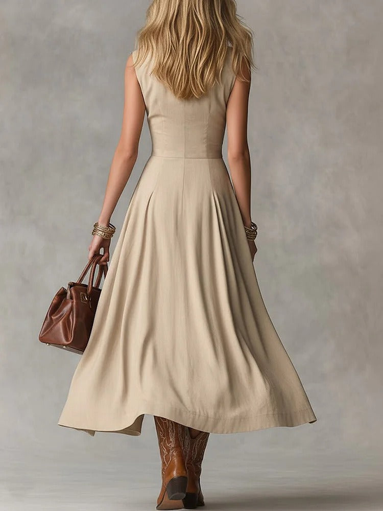 Heliodoros Sleeveless Ruch Midi Dress