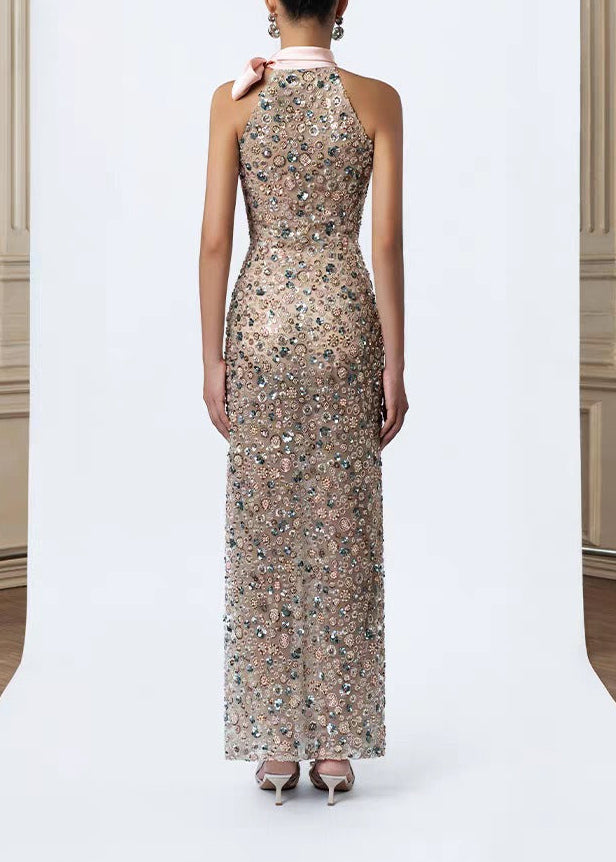 Katelin Halter Neck Sequin Embellished Maxi Dress