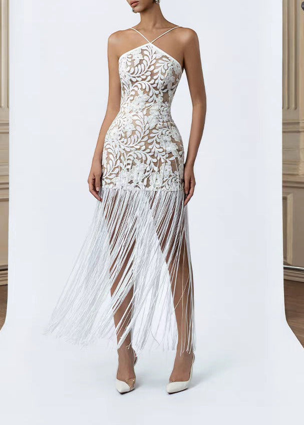 Kassidy Halter Neck Fringe Maxi Dress