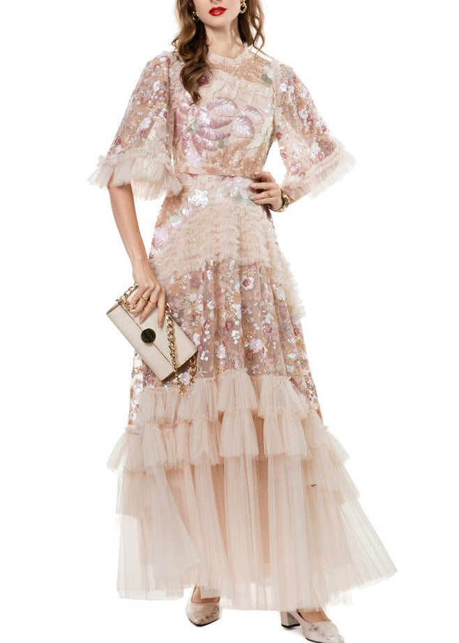 Kasim Embellished Sequin Ruffle Maxi Dress