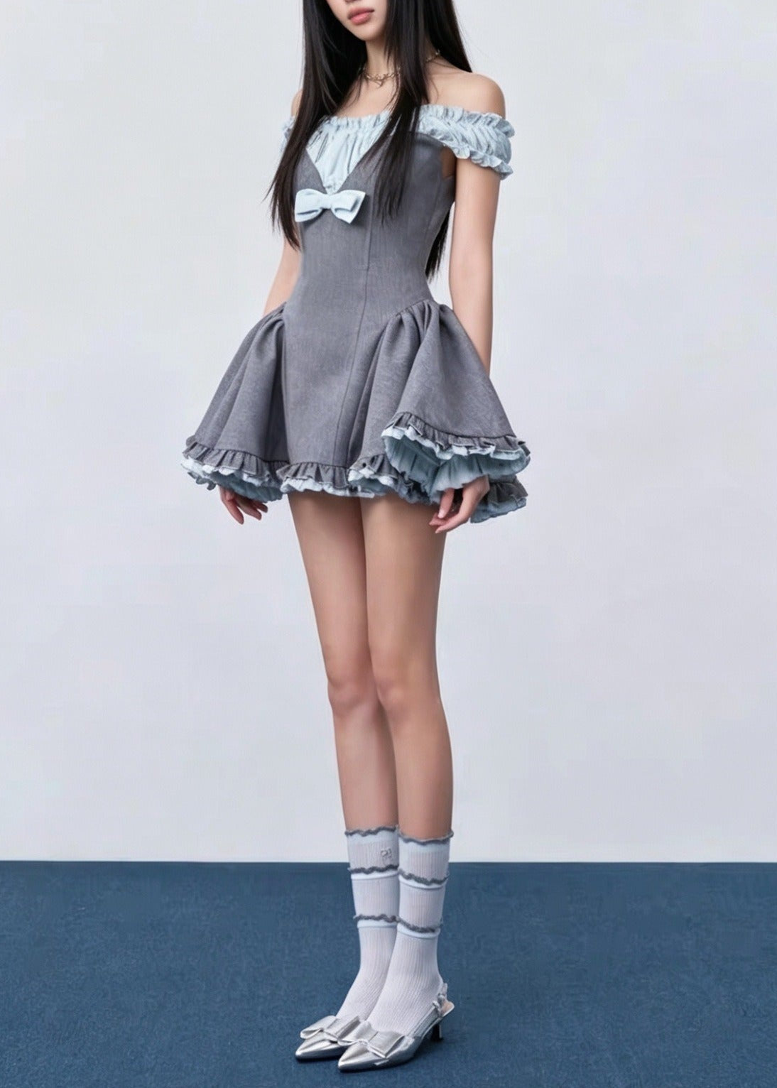 Ibrohim Off Shoulder Puffy Mini Dress