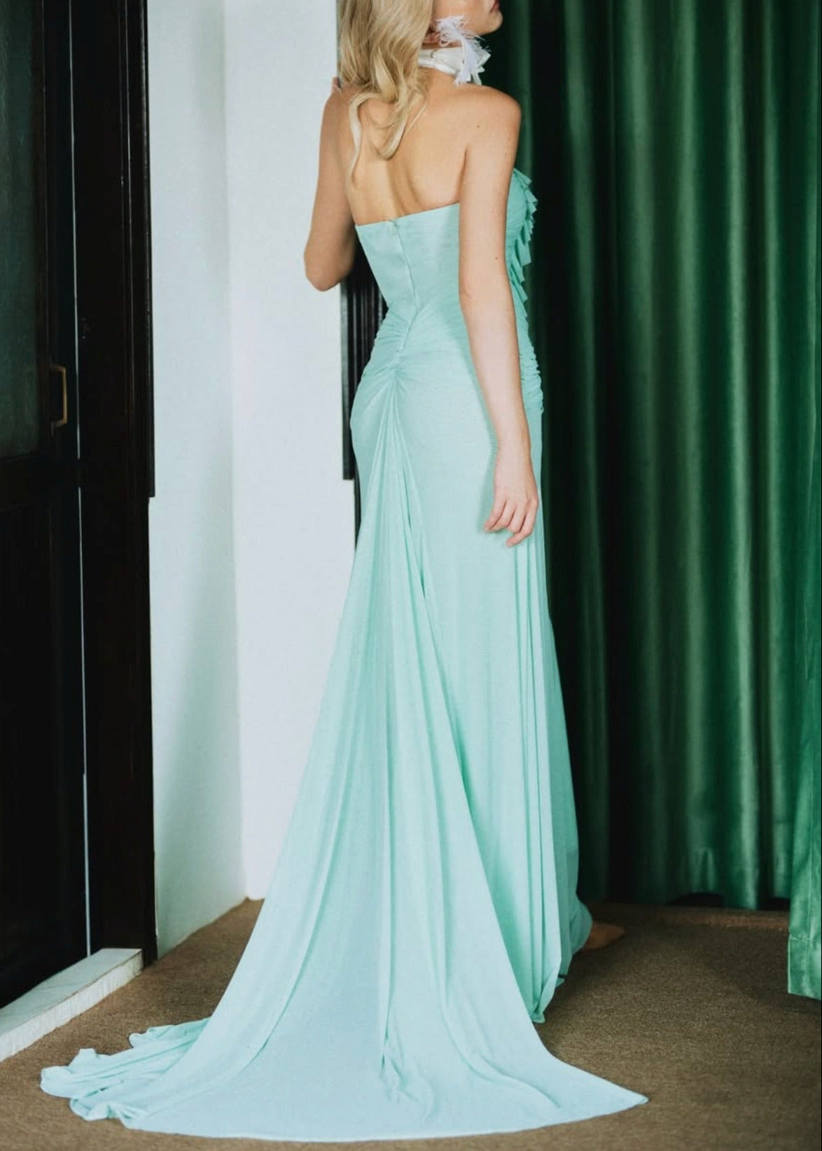 Koen Two Piece Ruch Ruffle Maxi Dress