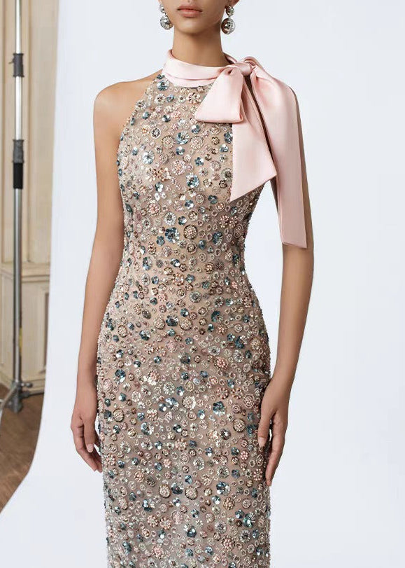 Katelin Halter Neck Sequin Embellished Maxi Dress
