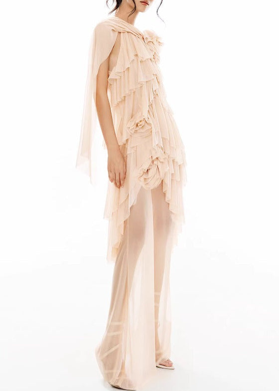 Erlingr Mesh Ruffle Maxi Dress