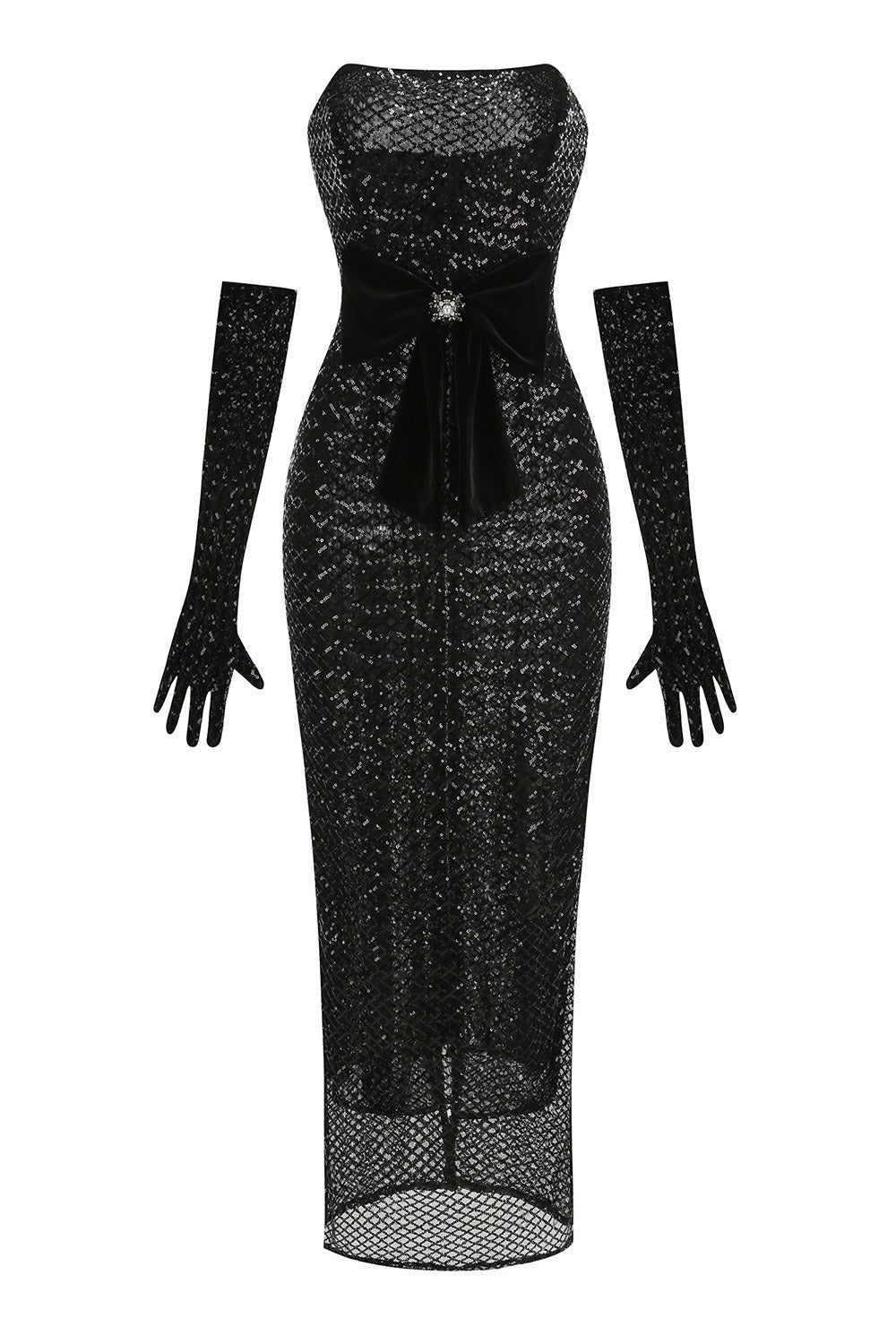 Fulgencio Diamond Pattern Bow Maxi Dress