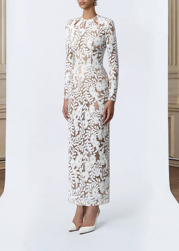 Kiran Long Sleeve Embroidered Maxi Dress