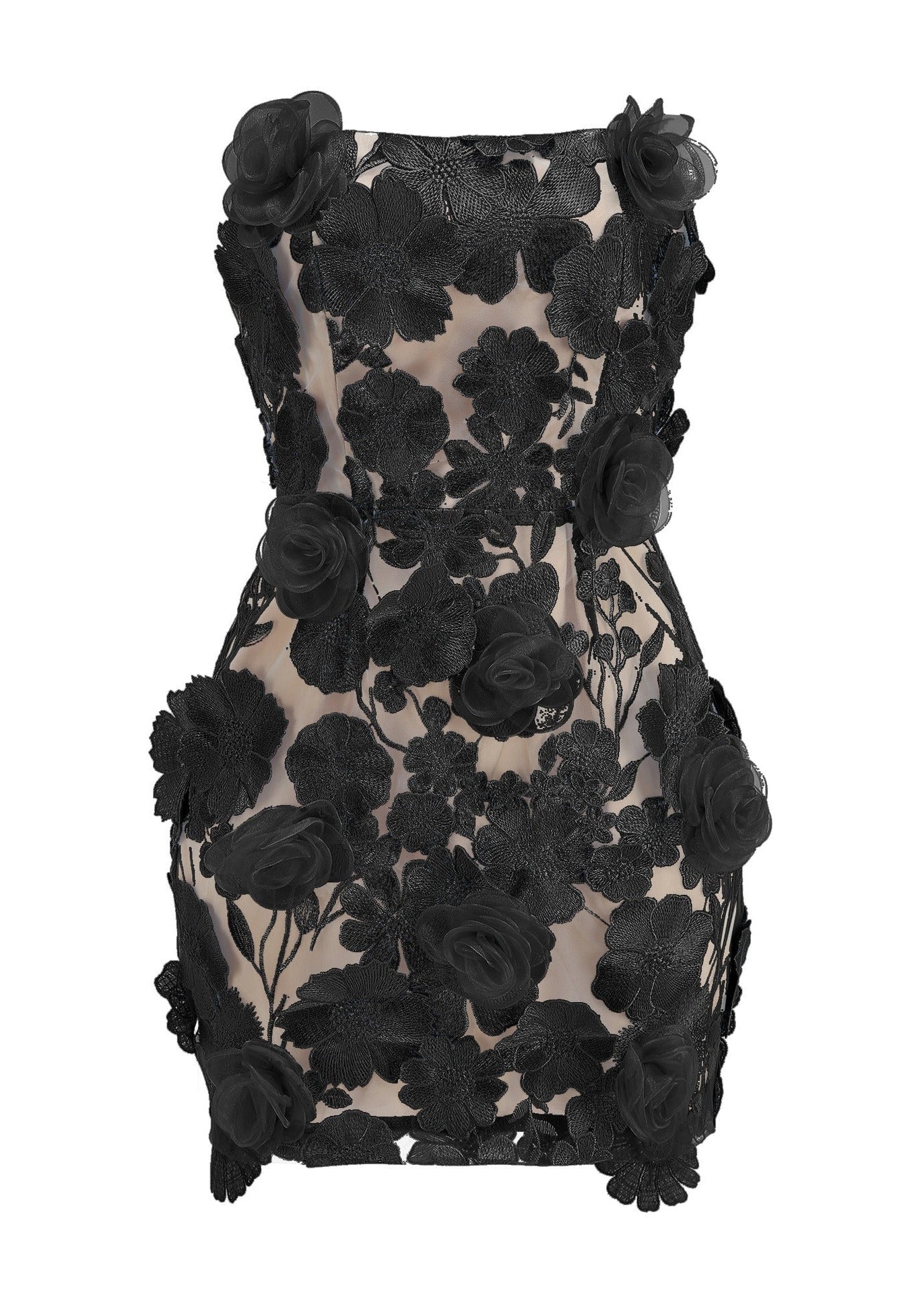 Endika Strapless Flower Lace Up Mini Dress