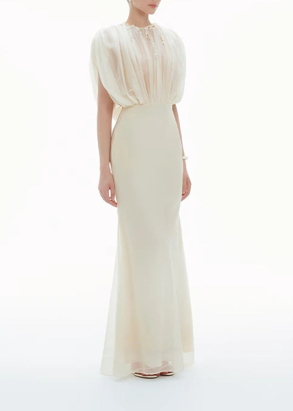 Magomet Mesh Draped Maxi Dress