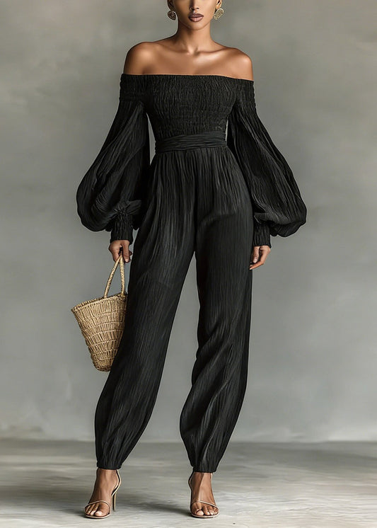 Davion Balloon Sleeve Ruch Jumpsuit