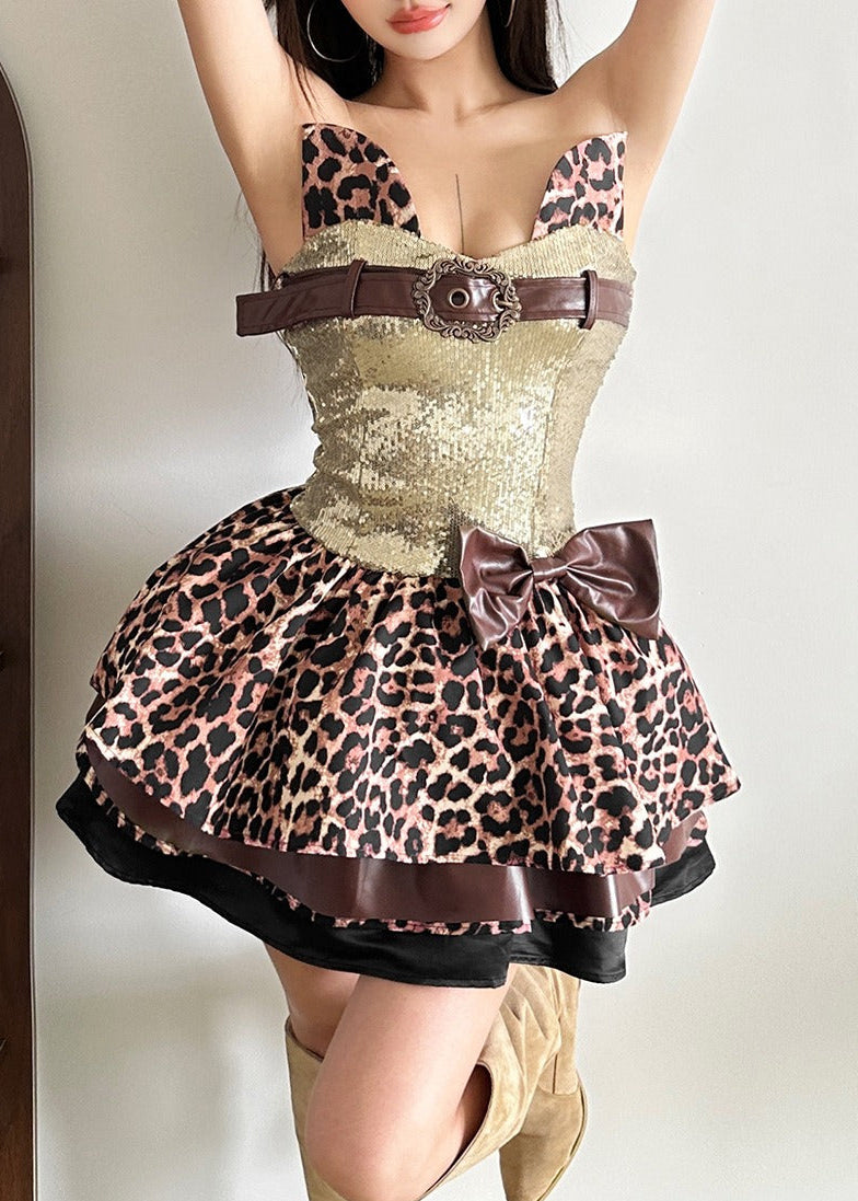 Iosue Sequin Leopard Mini Dress