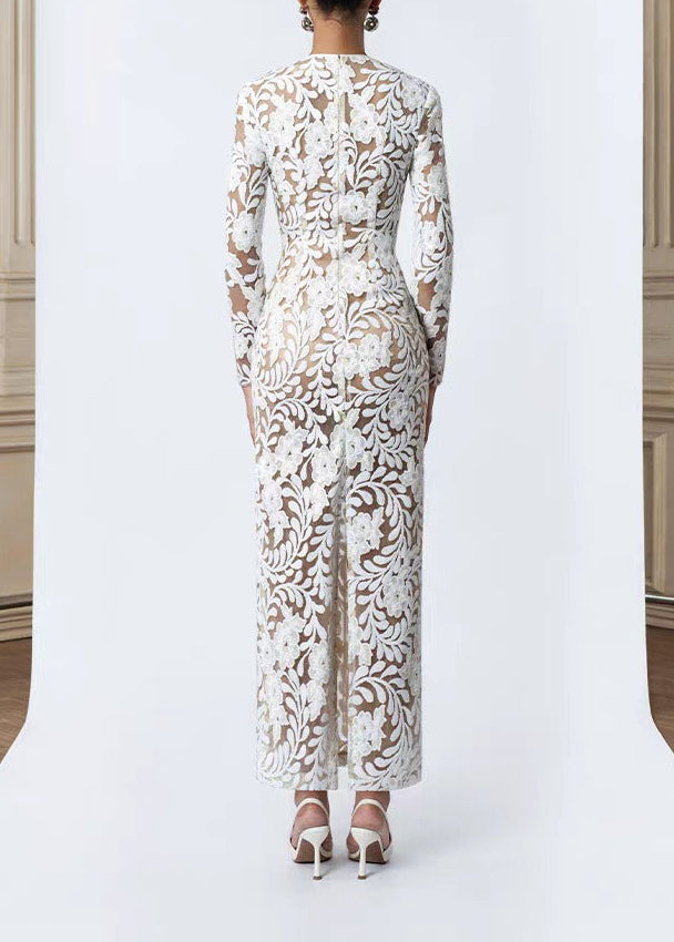 Kiran Long Sleeve Embroidered Maxi Dress
