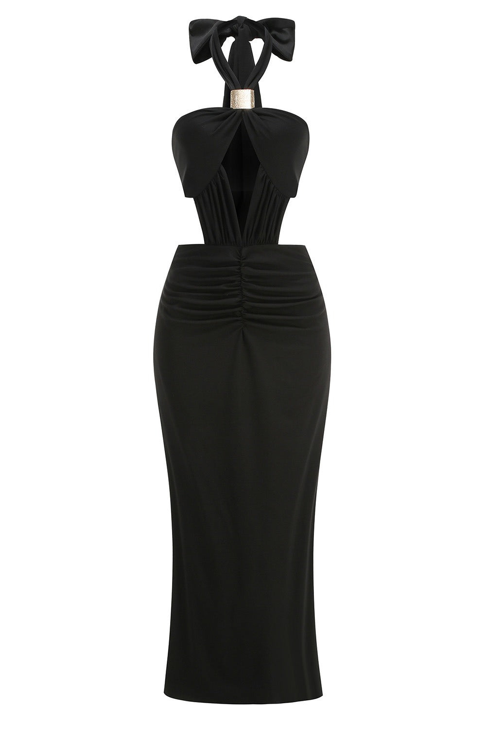 Franzi Halter Neck Cutout Velvet Maxi Dress