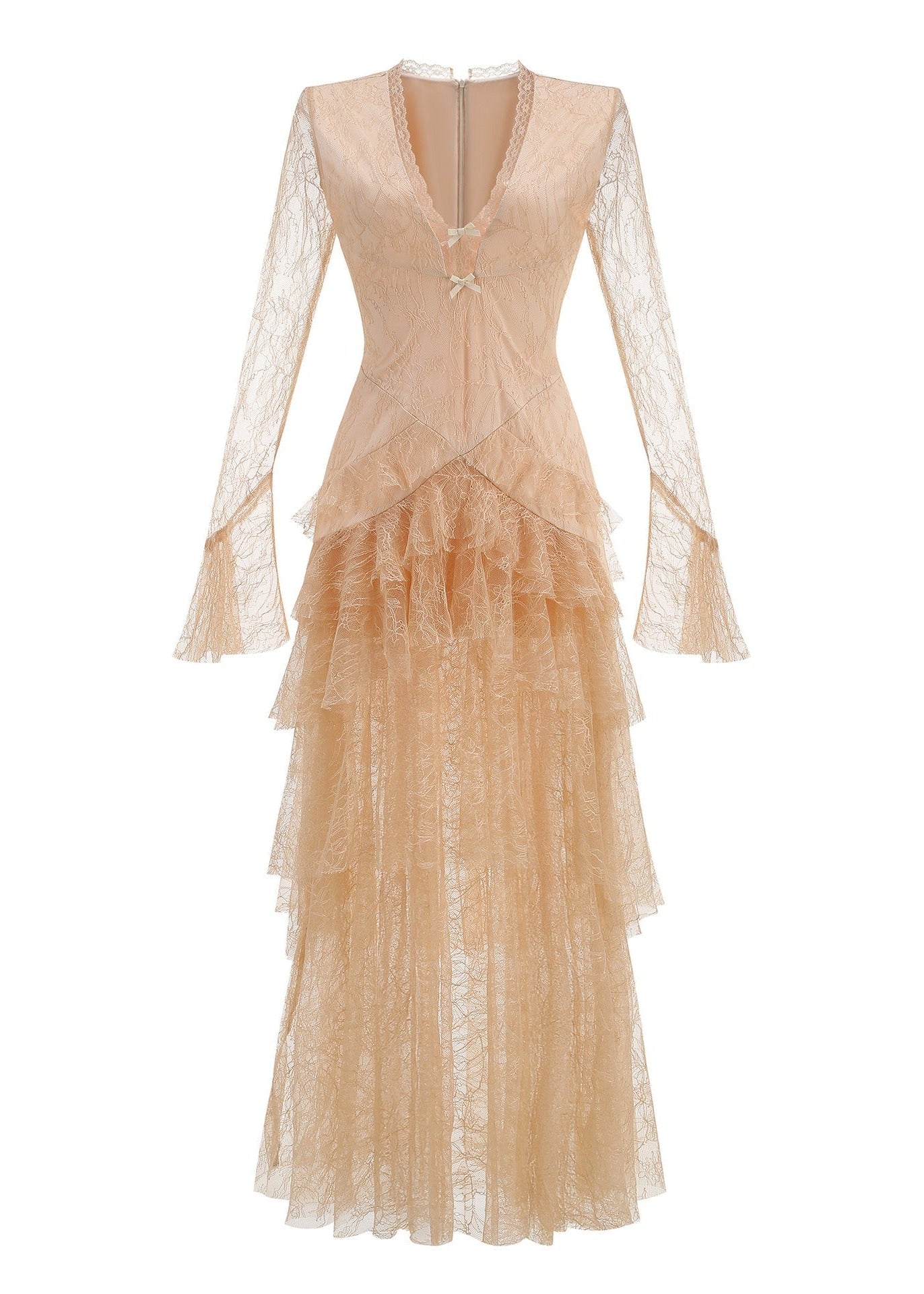 Iban Lace Ruffle Tiered Maxi Dress