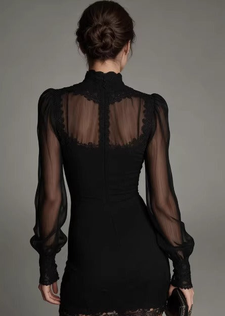 Kenneth Mesh Cutout Lace Mini Dress