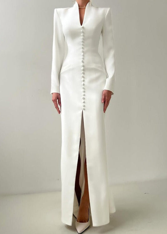 Enaitz Single Breasted Maxi Dress In White