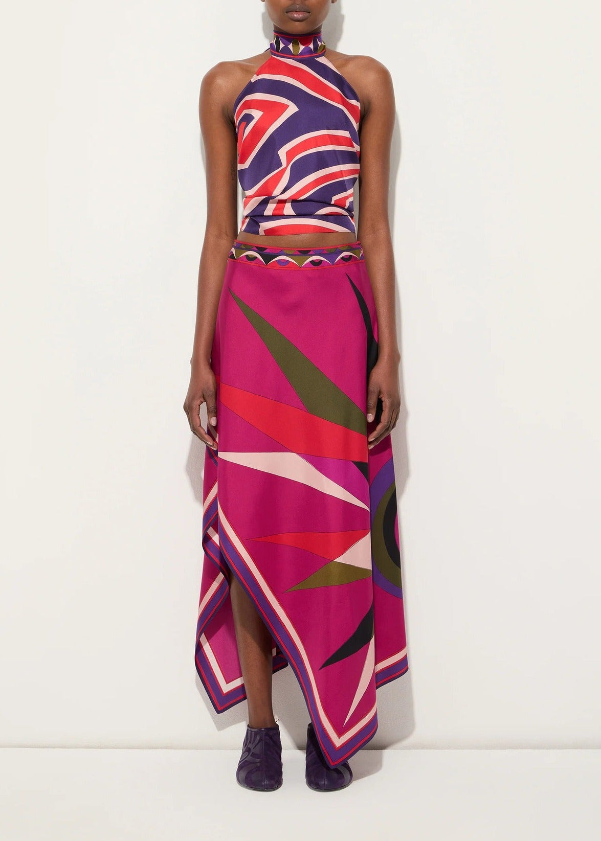Hardy Backless Print Split Skirt Set
