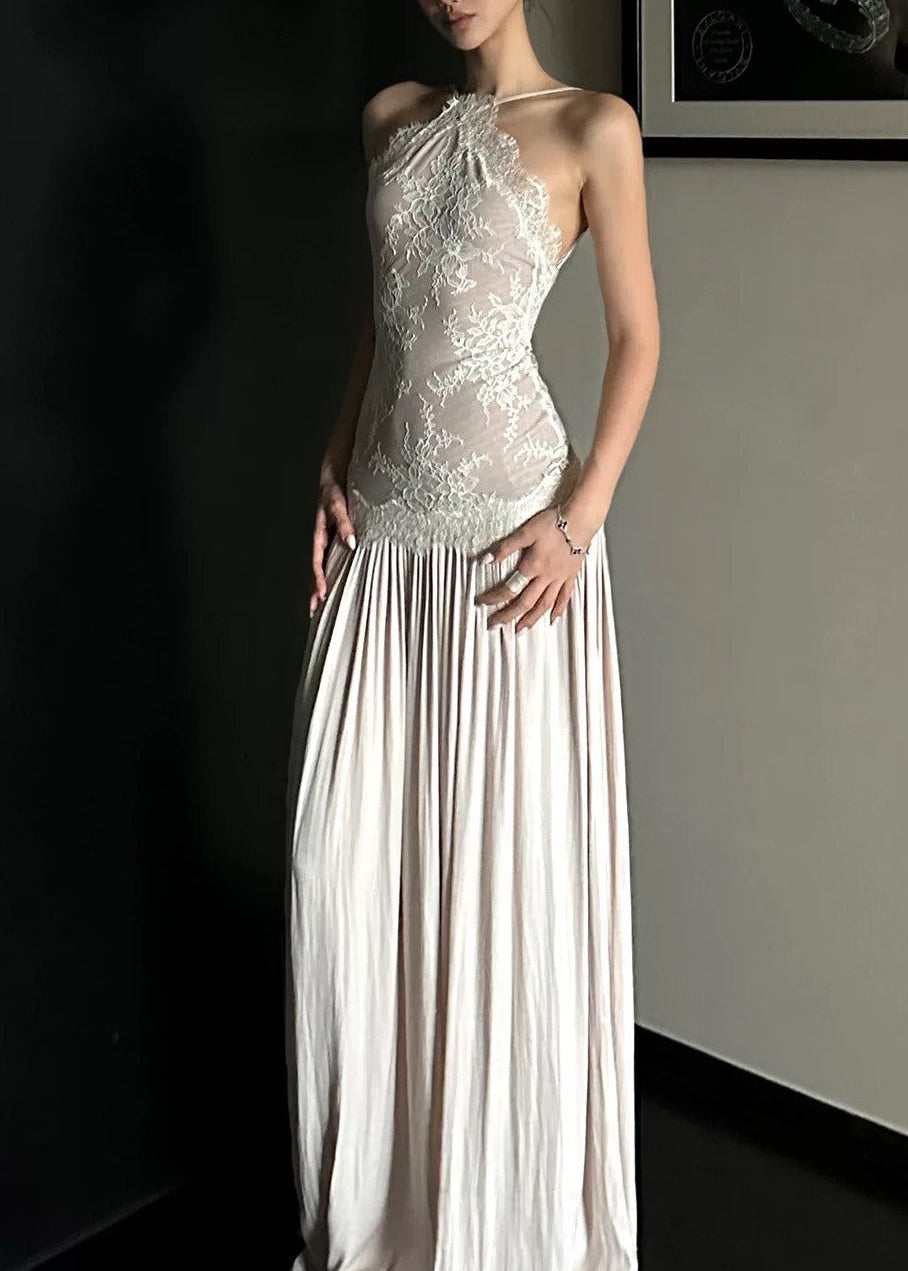 Erkan Lace Floral Ruch Maxi Dress