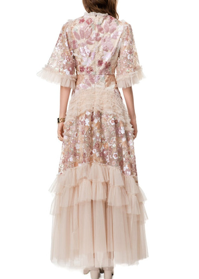 Kasim Embellished Sequin Ruffle Maxi Dress