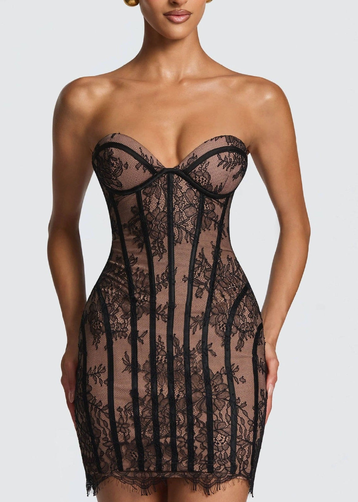 Freddie Strapless Lace Corset Mini Dress