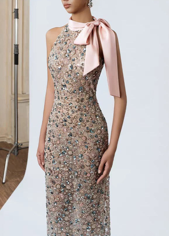 Katelin Halter Neck Sequin Embellished Maxi Dress