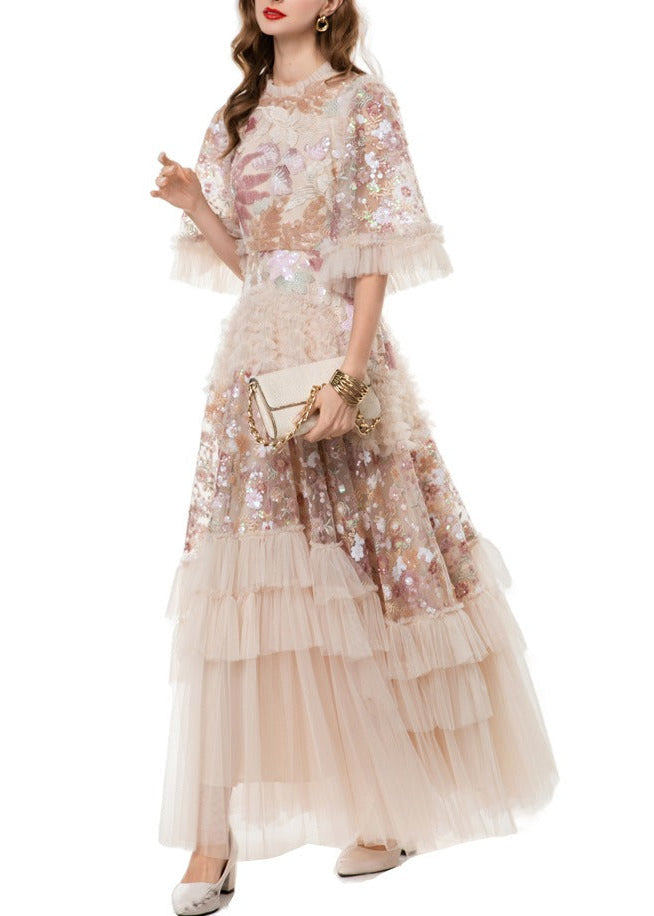 Kasim Embellished Sequin Ruffle Maxi Dress