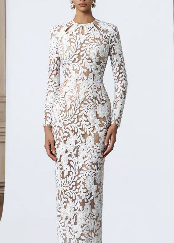 Kiran Long Sleeve Embroidered Maxi Dress