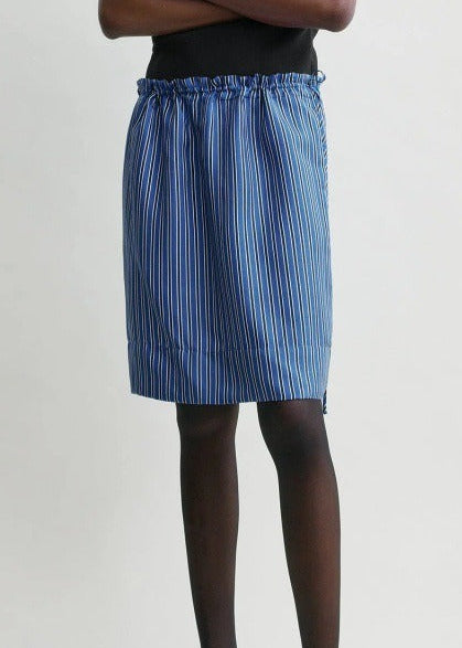 Ferdie Stripe Drawstring Mini Skirt In Baby Blue