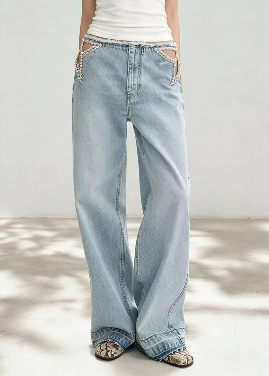 Izevel Crystal Butterfly Cutout Jeans