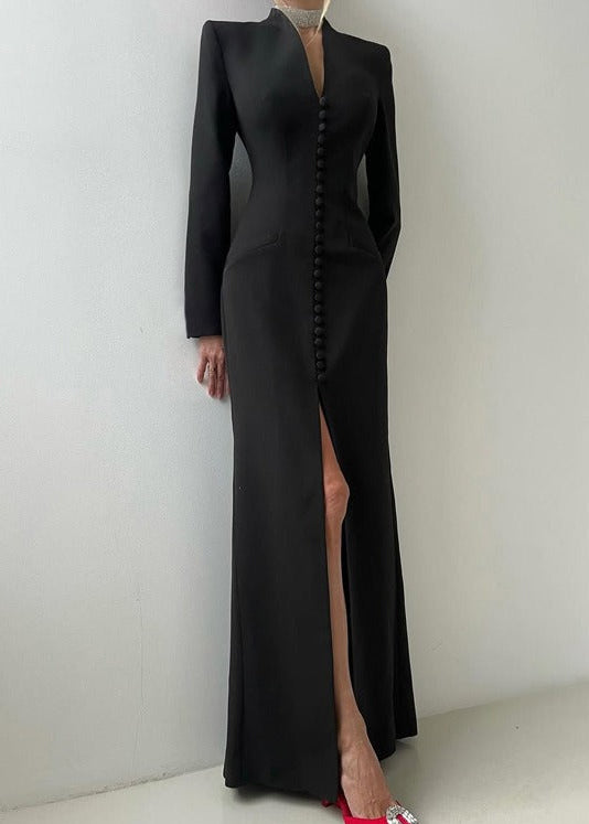 Enaitz Single Breasted Maxi Dress In Black
