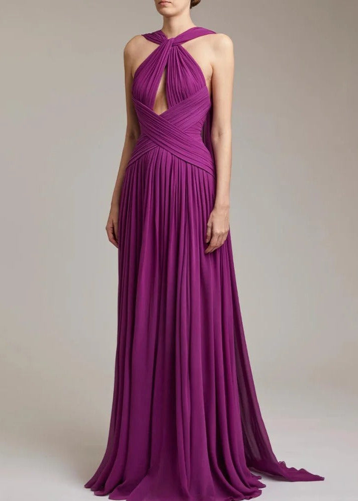 Kalista Halter Neck Ruch Cutout Maxi Dress
