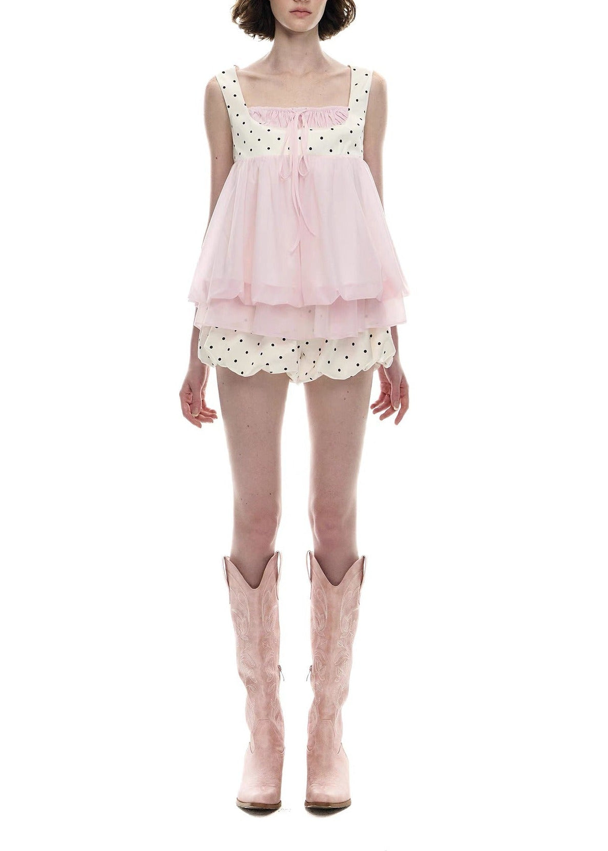 Henry Dot Mesh Bubble Mini Shorts Set