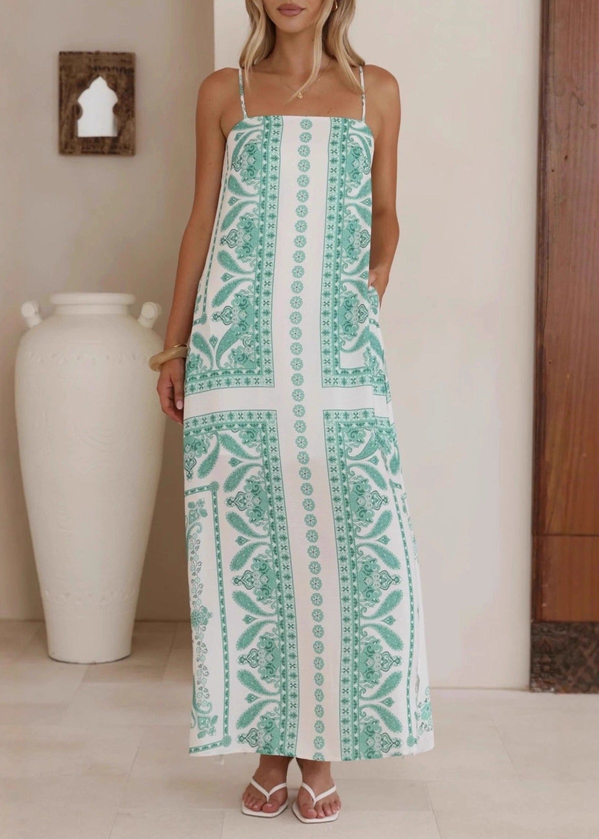 Keahi Spaghetti Floral Maxi Dress