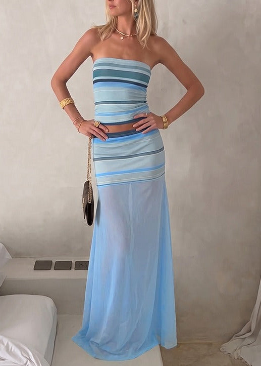 Ilyan Strapless Knit Skirt Set