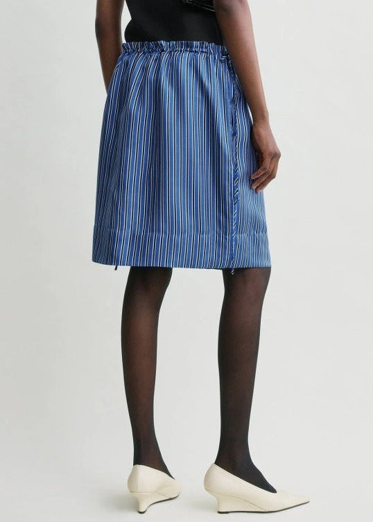 Ferdie Stripe Drawstring Mini Skirt In Baby Blue