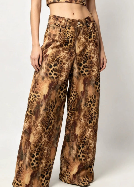 Indah Leopard Wide Leg Jeans