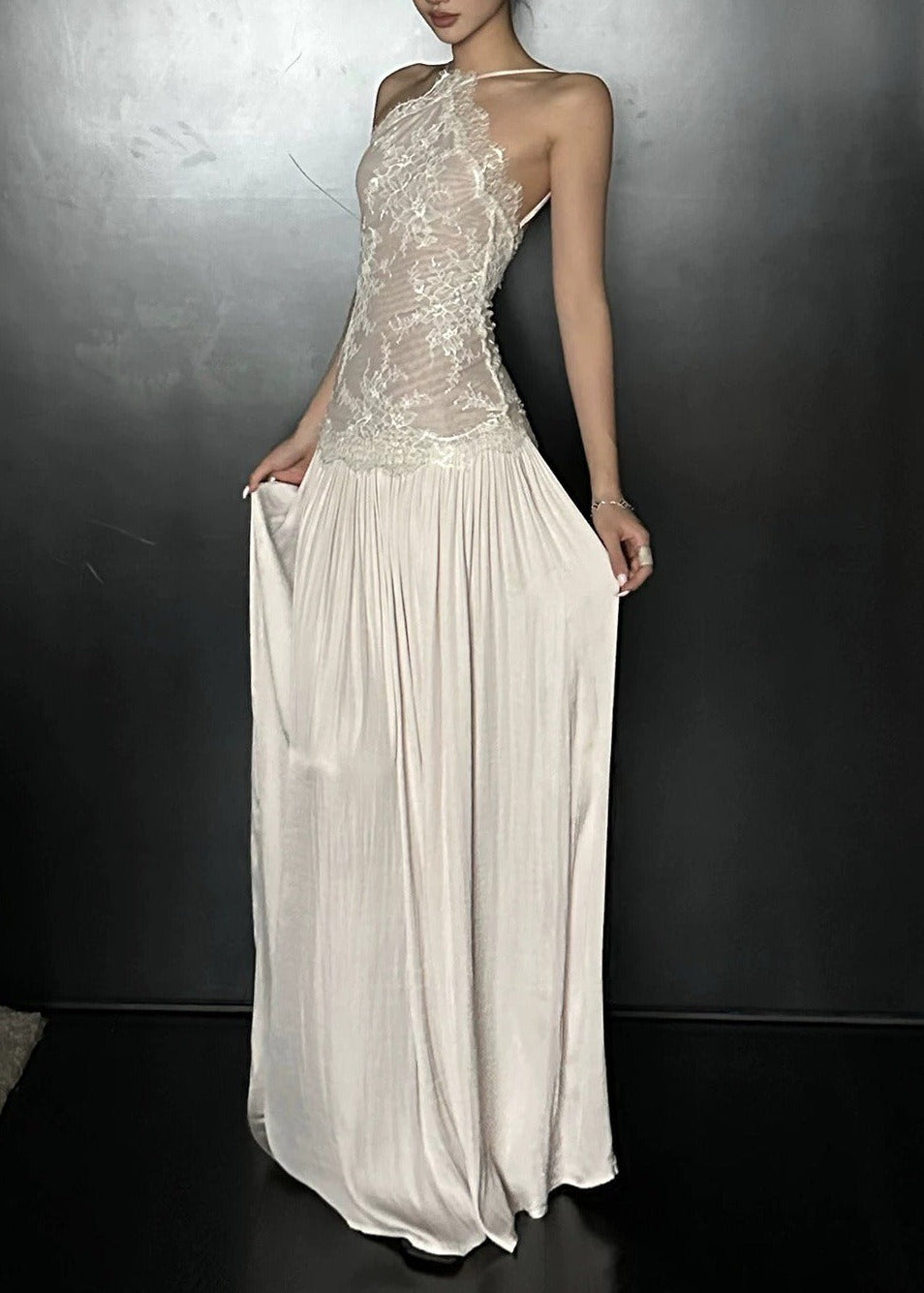 Erkan Lace Floral Ruch Maxi Dress