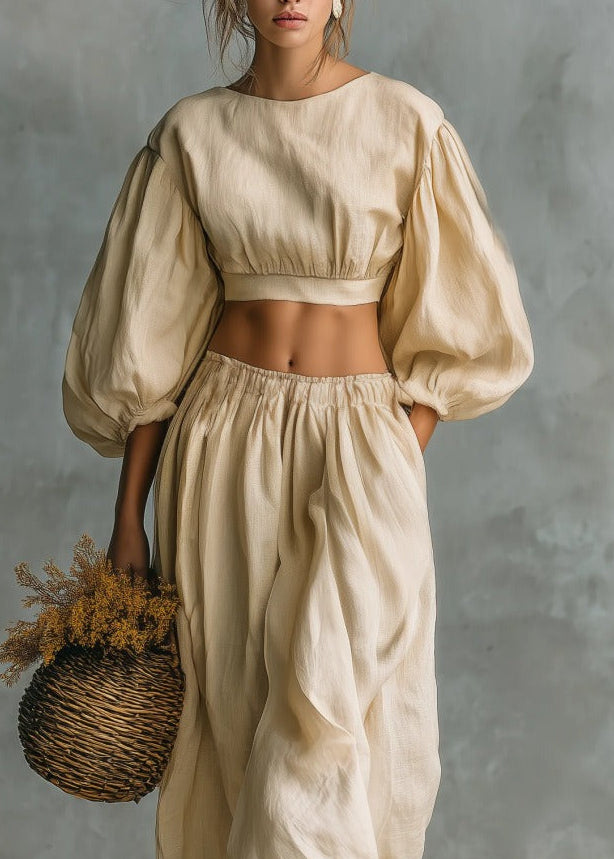 Inunnguaq Balloon Sleeve Crop Pants Set