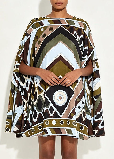 Hardy Cape Sleeve Print Mini Dress