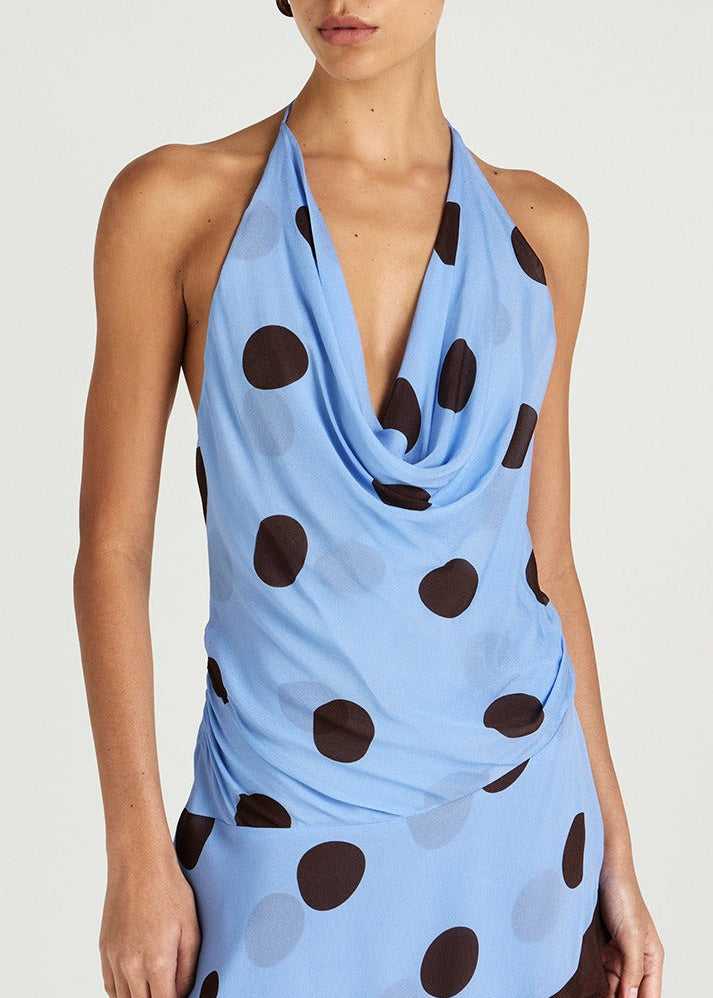 Kasia Cowl Neck Dot Mini Dress