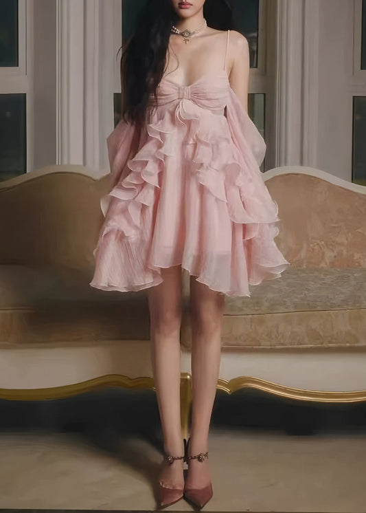 Enrica Bell Sleeve Ruffle Mini Dress