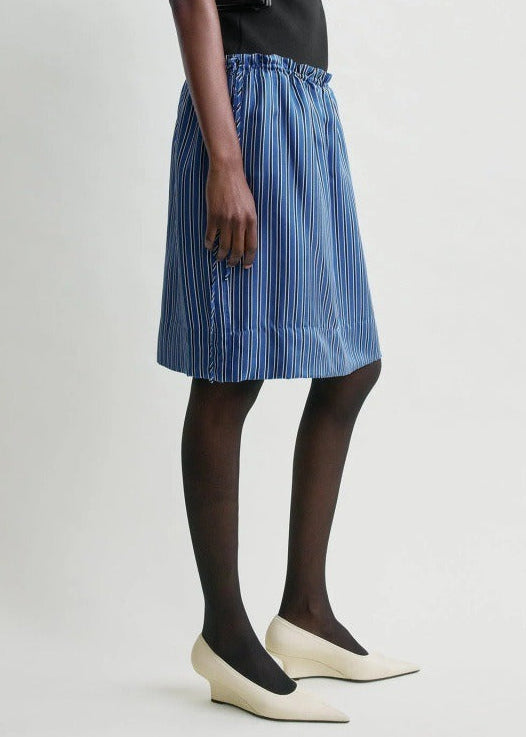 Ferdie Stripe Drawstring Mini Skirt In Baby Blue