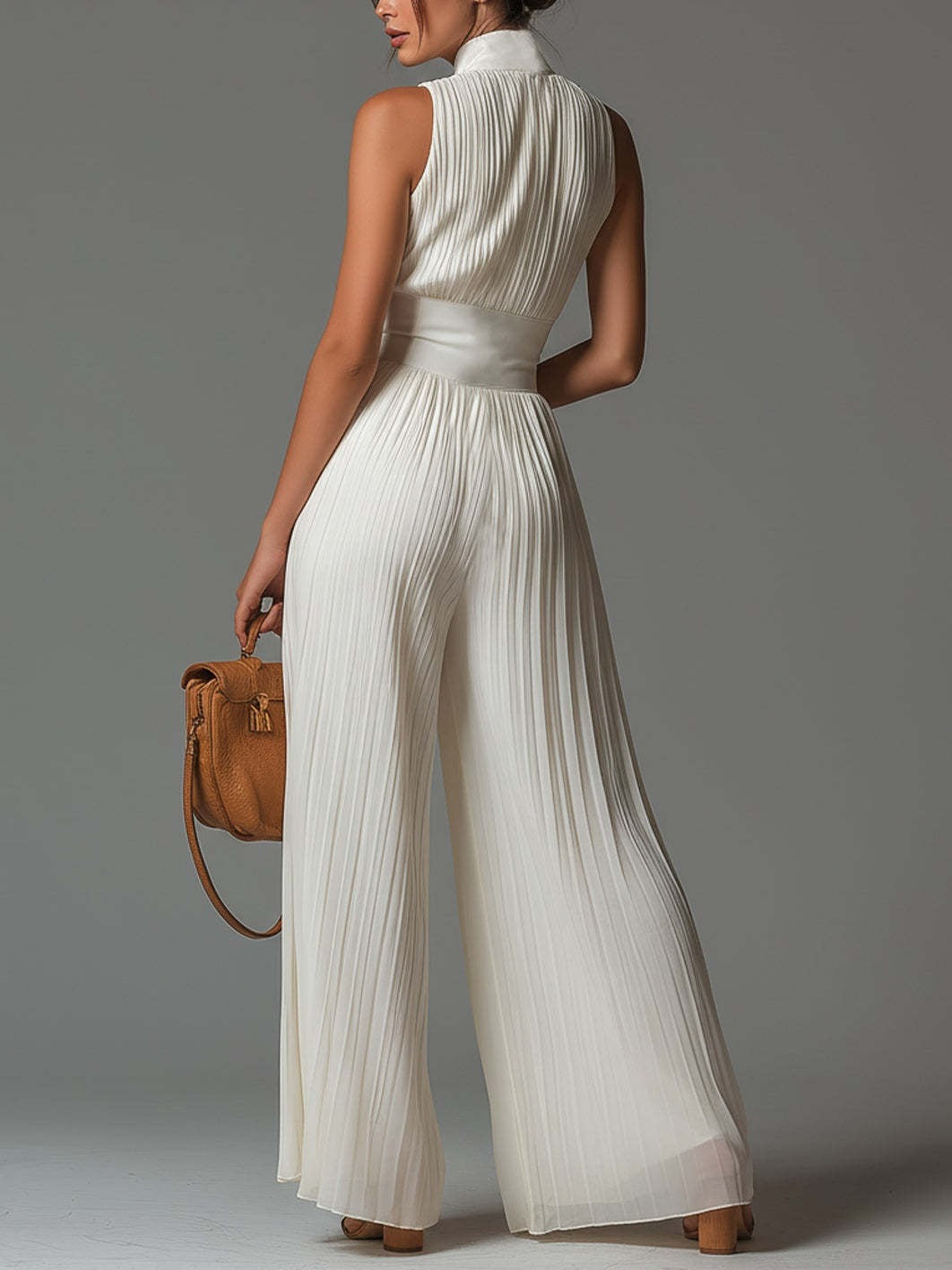 Kahale Zipper Ruch Jumpsuit In White